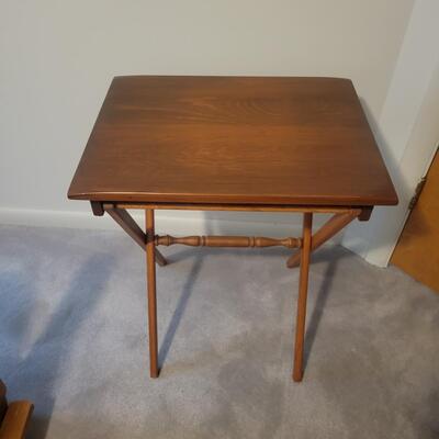 Four Vintage Folding Wooden Tables and Stand (GB2-DW)