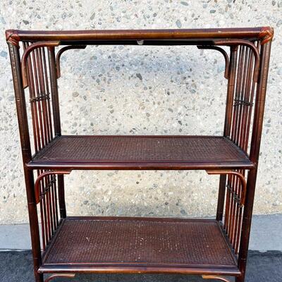 Retro Wood Bamboo Wicker Shelf Cabinet Organizer