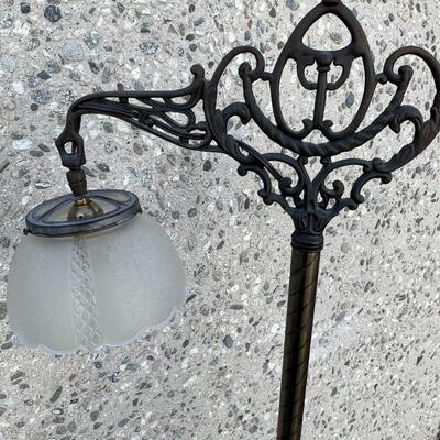 Vintage Cast Iron Victorian Style Bridge Floor Lamp