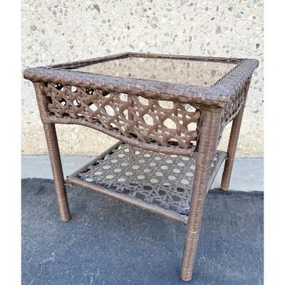 Weaved Glass Table Top Patio Furniture End Table