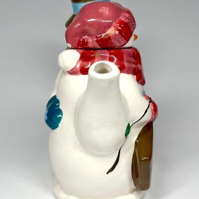 Snowmen pair ceramic tea pot Christmas holiday decor