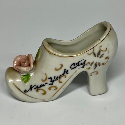 White and flower pattern ceramic shoe New York City