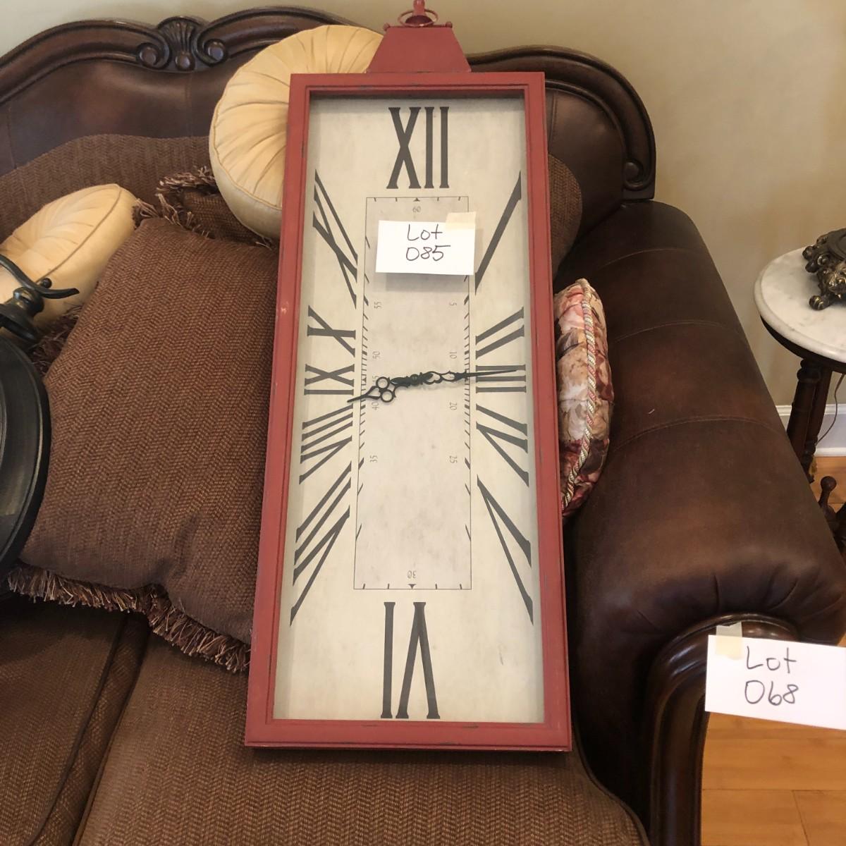 Large Red Metal Wall Clock