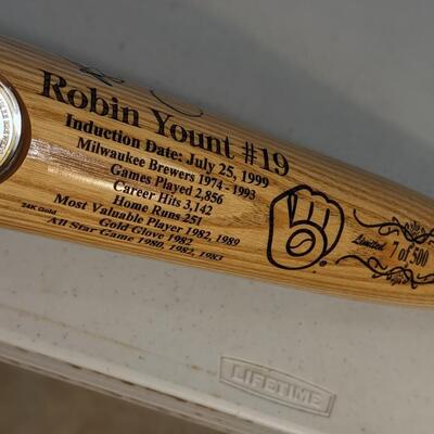 Autographed Robin Yount Laser Engraved Milwaukee Stadium Bat, 7/500
