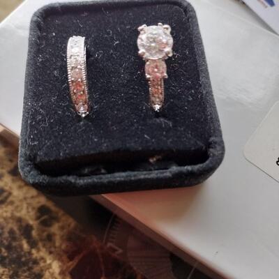 Sterling Cubic Zirconia Engagement Ring/Wedding band