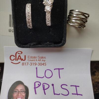 Sterling Cubic Zirconia Engagement Ring/Wedding band