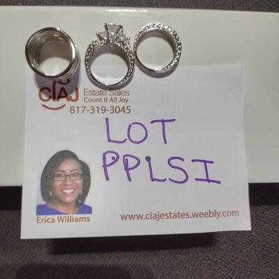 Sterling Cubic Zirconia Engagement Ring/Wedding band