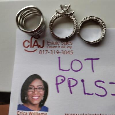 Sterling Cubic Zirconia Engagement Ring/Wedding band