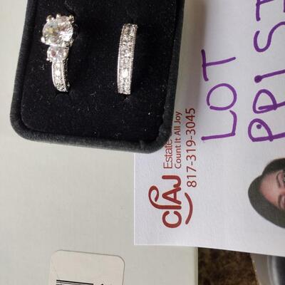 Sterling Cubic Zirconia Engagement Ring/Wedding band