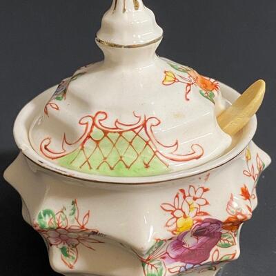 LOT 12:  Vintage Floral Hand Painted Condiment Set, Japan