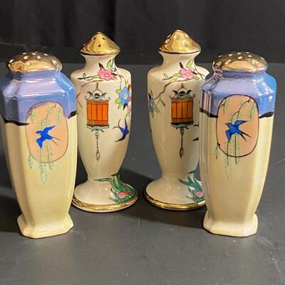 LOT 33: Vintage Lusterware Hand Painted Salt & Pepper Sets