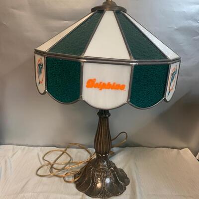 Retro Imperial Miami Dolphins Tiffany style stained glass lamp
