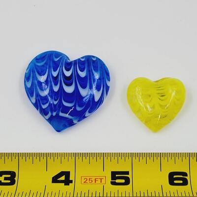 BLUE AND YELLOW GLASS HEART MAGNETS BUNDLE