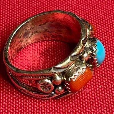 South West Sterling & cabochon  ring size 8