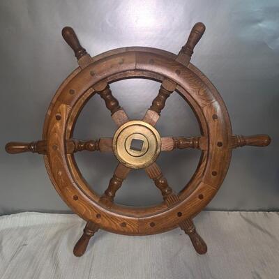 Vintage wooden ship wheel