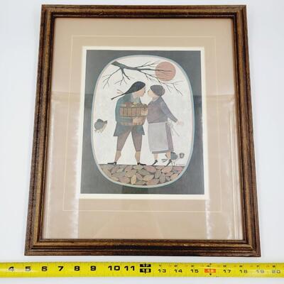 R. DAVEY FOLK ART FRAMED PRINT "A BUSHEL AND A PECK"