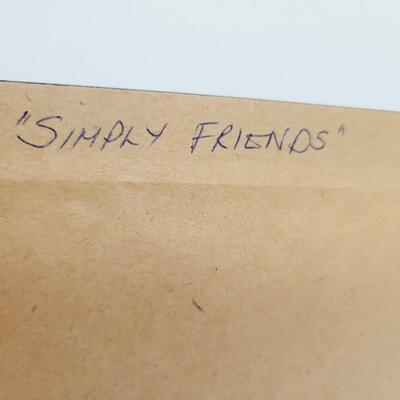 R. DAVEY FOLK ART FRAMED PRINT "SIMPLY FRIENDS"