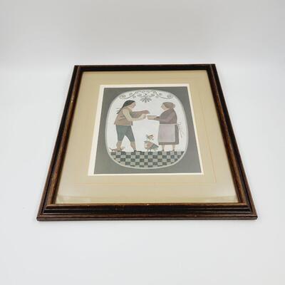 R. DAVEY FOLK ART FRAMED PRINT "SIMPLY FRIENDS"