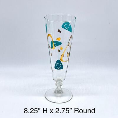 FEDERAL GLASS ~ Atomic Amoeba Boomerang ~ Set Of Four (4) MCM Pilsner Glasses