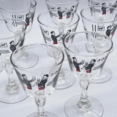 LIBBEY ~ Dickens Pickwick ~ Ten (10) Stemmed Cocktail Glasses