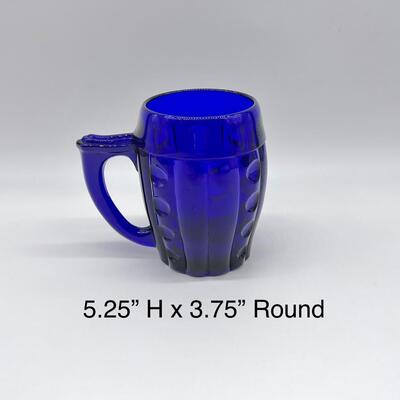 HEISEY ~ Old Sandwich ~ Set Of Twelve (12) Cobalt Blue Beer Mugs