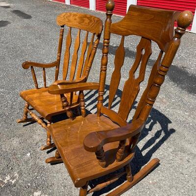 His and Her Solid Oak Rockers