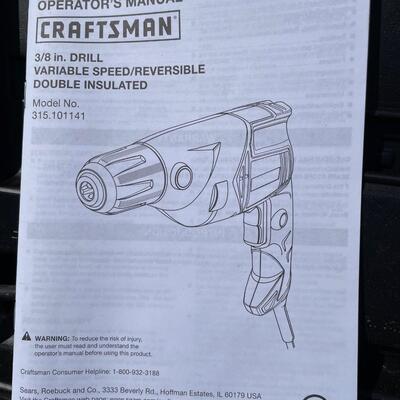 Craftsman 3/8 Drill Variable Speed/Reversible with Bits