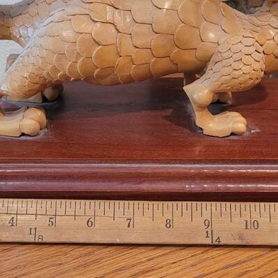 Lot 46: Hand Carved Wooden Dragon SIGNED by Artist