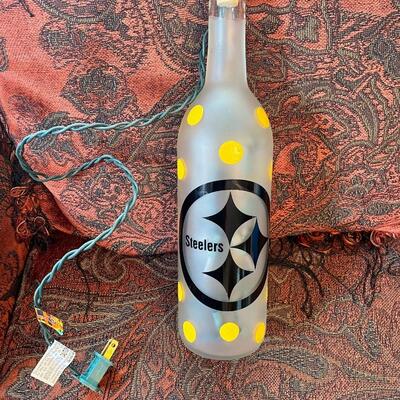 Steelers Painted Glass Light Up Bottle
