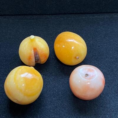 Assorted Colorful Stone Fruit ~ Nine (9) Pieces & Glass Fruit Bowl