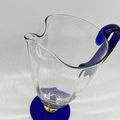 CRYSTAL CLEAR ~ Vintage Romanian Cobalt Blue Lipped Pitcher