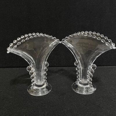 Pair (2) ~ Candlewick Clear Flared Vases