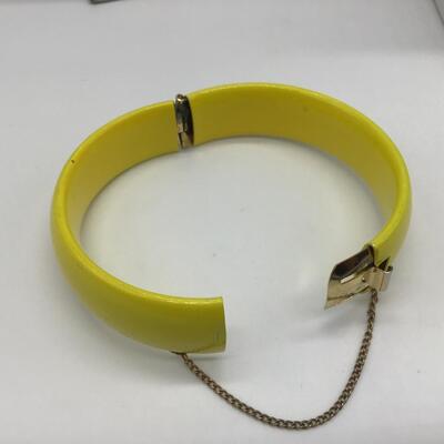 Vintage Yellow Metal Hinged Bracelet