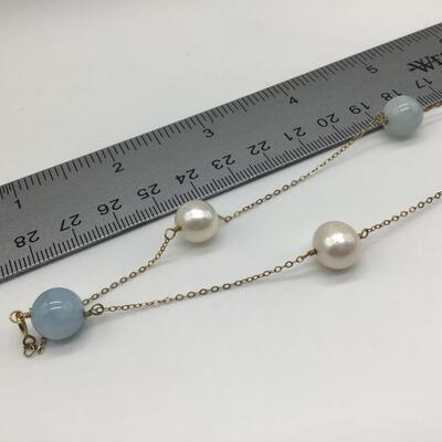 Silver 925 Glass And Pearl Type Necklace