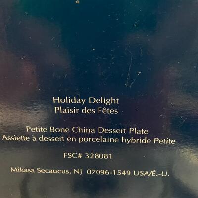 2 Mikasa Holiday Delight Christmas Cake Plates. Petite Bone China. Poinsettia & Pine Cone Design - 7.5â€ diameter each approx