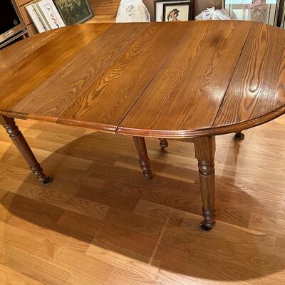 Gorgeous Antique Wood Oval Dining Table on Wheels