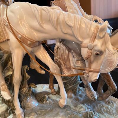 Large Porcelain Don Quixote Table Sculpture Signed Jose Lladro Spain in 1980