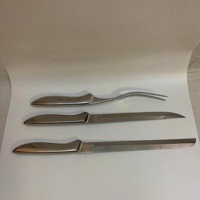 Vintage Walton Stainless Steel 3-Piece Carving Set Hollow Ground Hollow Handle w/ Box - 2 knives 13â€ & 14â€ approx with 12â€ fork...