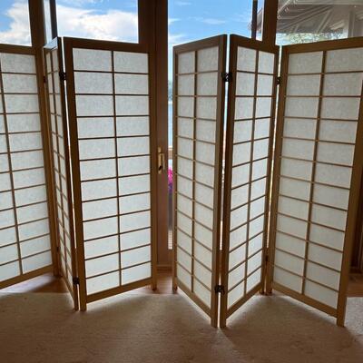 Pair of 3 Panel Shoji Paper and Wood Screens