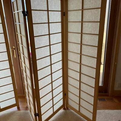 Pair of 3 Panel Shoji Paper and Wood Screens