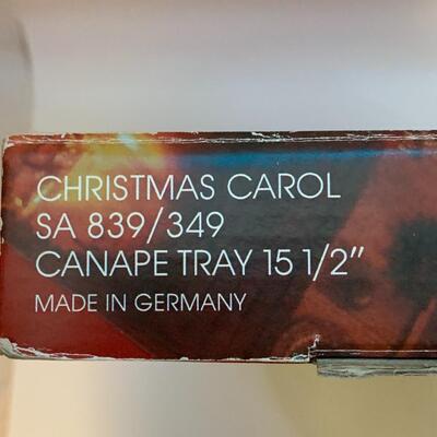 Vintage 1970s Mikasa Christmas Carol Crystal Canape Tray Frosted 15.5â€ long approx