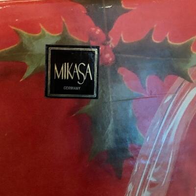 Vintage 1970s Mikasa Christmas Carol Crystal Canape Tray Frosted 15.5â€ long approx