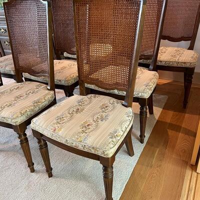 Lot of 8 Antique Cane Back Wood Dining Chairs