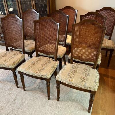 Lot of 8 Antique Cane Back Wood Dining Chairs