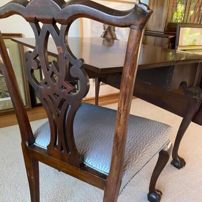 Gorgeous Antique Expandable Wood Table with Ball and Claw Feet and Chair
