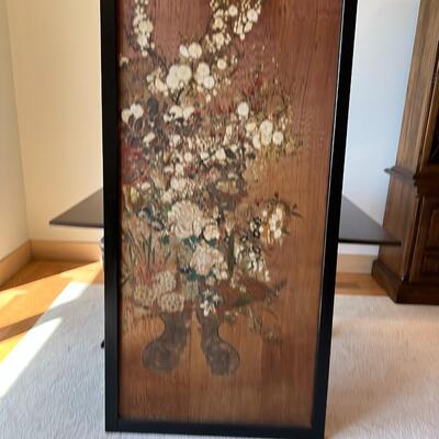 Large 19th Century Late Edo Period Rimpa Style Door with Painted Floral Motif