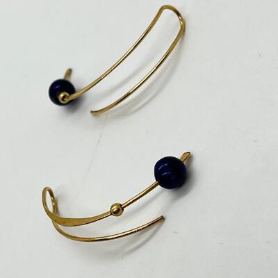 LOT 39: Pierced Earrings & Outer Ear Clips - Goldfill and Blue Lapis