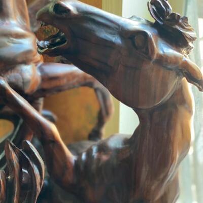 Horse Wood Carving - 24" High x 19" Wide