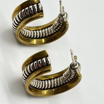 LOT 69: Sterling Silver & Goldfill Two-Tone Southwestern Cuff Bracelet and Matching Earrings - RAL (Rolf & Andrea  Ludden)