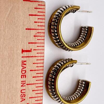 LOT 69: Sterling Silver & Goldfill Two-Tone Southwestern Cuff Bracelet and Matching Earrings - RAL (Rolf & Andrea  Ludden)